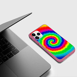 Чехол iPhone 11 Pro матовый Tie dye, цвет: 3D-малиновый — фото 2