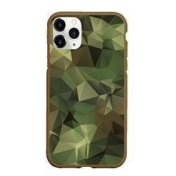 Чехол iPhone 11 Pro матовый Полигональный камуфляж, цвет: 3D-коричневый