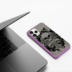 Чехол iPhone 11 Pro матовый Skulls, цвет: 3D-фиолетовый — фото 2