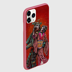 Чехол iPhone 11 Pro матовый Скелеты, цвет: 3D-малиновый — фото 2