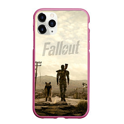 Чехол iPhone 11 Pro матовый Fallout City, цвет: 3D-малиновый