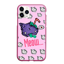 Чехол iPhone 11 Pro матовый Drop Dead: Meow, цвет: 3D-малиновый