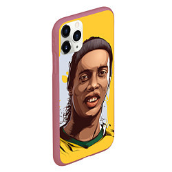 Чехол iPhone 11 Pro матовый Ronaldinho Art, цвет: 3D-малиновый — фото 2