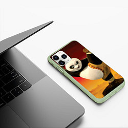 Чехол iPhone 11 Pro матовый Кунг фу панда, цвет: 3D-салатовый — фото 2