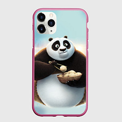 Чехол iPhone 11 Pro матовый Кунг фу панда, цвет: 3D-малиновый