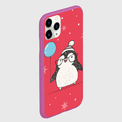 Чехол iPhone 11 Pro матовый Влюбленная пингвинка, цвет: 3D-фиолетовый — фото 2