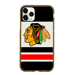 Чехол iPhone 11 Pro матовый Chicago Blackhawks, цвет: 3D-коричневый