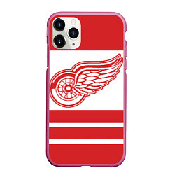 Чехол iPhone 11 Pro матовый Detroit Red Wings, цвет: 3D-малиновый