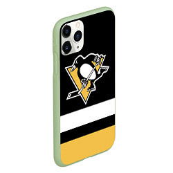 Чехол iPhone 11 Pro матовый Pittsburgh Penguins: Black, цвет: 3D-салатовый — фото 2