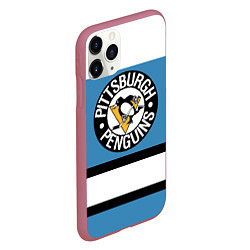 Чехол iPhone 11 Pro матовый Pittsburgh Penguins: White, цвет: 3D-малиновый — фото 2