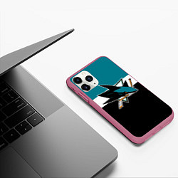 Чехол iPhone 11 Pro матовый San Jose Sharks, цвет: 3D-малиновый — фото 2