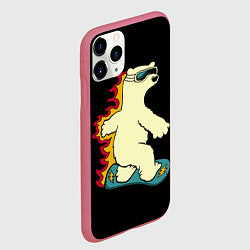 Чехол iPhone 11 Pro матовый Мишка на борде, цвет: 3D-малиновый — фото 2