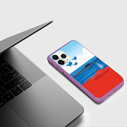 Чехол iPhone 11 Pro матовый Россия: Триколор армии, цвет: 3D-фиолетовый — фото 2