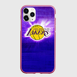 Чехол iPhone 11 Pro матовый Los Angeles Lakers, цвет: 3D-малиновый