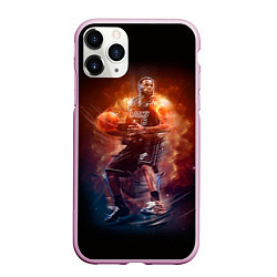 Чехол iPhone 11 Pro матовый Баскетболист, цвет: 3D-розовый