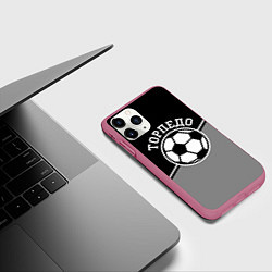 Чехол iPhone 11 Pro матовый ФК Торпедо, цвет: 3D-малиновый — фото 2