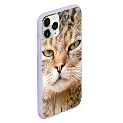 Чехол iPhone 11 Pro матовый Взгляд кошки, цвет: 3D-светло-сиреневый — фото 2