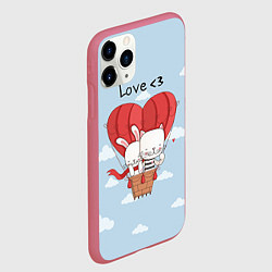 Чехол iPhone 11 Pro матовый Влюбленные на шаре, цвет: 3D-малиновый — фото 2