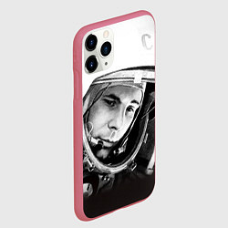 Чехол iPhone 11 Pro матовый Юрий Гагарин, цвет: 3D-малиновый — фото 2