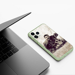Чехол iPhone 11 Pro матовый Сталин байкер, цвет: 3D-салатовый — фото 2