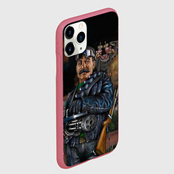 Чехол iPhone 11 Pro матовый Сталин военный, цвет: 3D-малиновый — фото 2