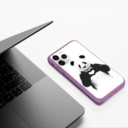 Чехол iPhone 11 Pro матовый Panda Love, цвет: 3D-фиолетовый — фото 2