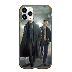 Чехол iPhone 11 Pro матовый Шерлок и Доктор, цвет: 3D-коричневый