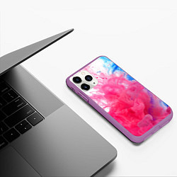 Чехол iPhone 11 Pro матовый Взрыв красок, цвет: 3D-фиолетовый — фото 2