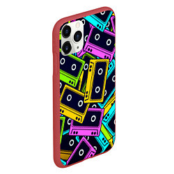 Чехол iPhone 11 Pro матовый Неоновые кассеты, цвет: 3D-красный — фото 2