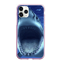 Чехол iPhone 11 Pro матовый Белая акула, цвет: 3D-розовый