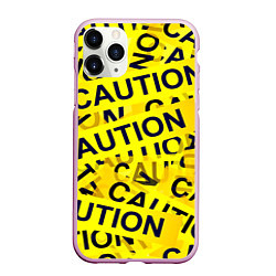 Чехол iPhone 11 Pro матовый Caution, цвет: 3D-розовый