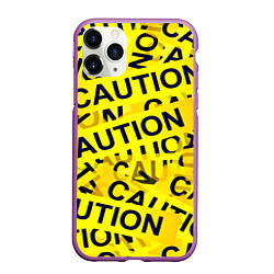 Чехол iPhone 11 Pro матовый Caution, цвет: 3D-фиолетовый