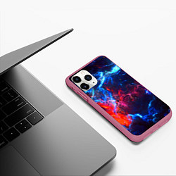 Чехол iPhone 11 Pro матовый Космос, цвет: 3D-малиновый — фото 2