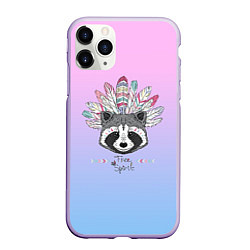 Чехол iPhone 11 Pro матовый Raccoon: Free Spirit, цвет: 3D-светло-сиреневый