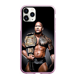 Чехол iPhone 11 Pro матовый Dwayne Johnson, цвет: 3D-розовый