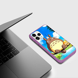 Чехол iPhone 11 Pro матовый Тоторо и компания, цвет: 3D-фиолетовый — фото 2