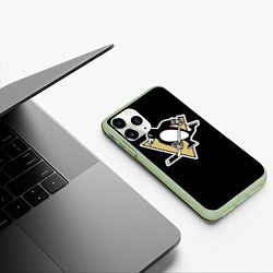 Чехол iPhone 11 Pro матовый Pittsburgh Penguins: Crosby, цвет: 3D-салатовый — фото 2