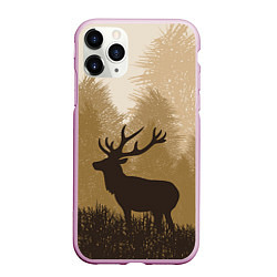 Чехол iPhone 11 Pro матовый Олень на охоте, цвет: 3D-розовый