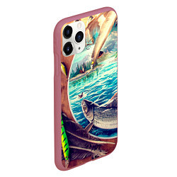 Чехол iPhone 11 Pro матовый Истинный рыболов, цвет: 3D-малиновый — фото 2