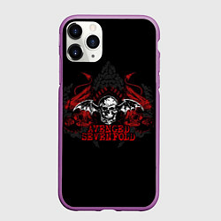 Чехол iPhone 11 Pro матовый Avenged Sevenfold: Fly Skull, цвет: 3D-фиолетовый