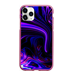 Чехол iPhone 11 Pro матовый Цветные разводы, цвет: 3D-малиновый