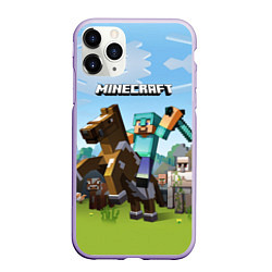 Чехол iPhone 11 Pro матовый Minecraft Rider, цвет: 3D-светло-сиреневый