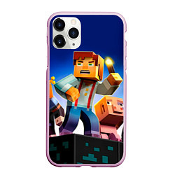 Чехол iPhone 11 Pro матовый Minecraft, цвет: 3D-розовый