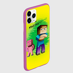Чехол iPhone 11 Pro матовый Hello Minecraft, цвет: 3D-фиолетовый — фото 2
