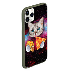 Чехол iPhone 11 Pro матовый Кот с едой, цвет: 3D-темно-зеленый — фото 2