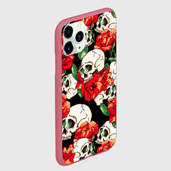 Чехол iPhone 11 Pro матовый Черепки и розы, цвет: 3D-малиновый — фото 2