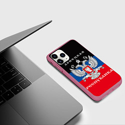 Чехол iPhone 11 Pro матовый Донецкая народная республика, цвет: 3D-малиновый — фото 2