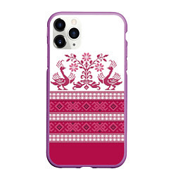 Чехол iPhone 11 Pro матовый Вышивка 37, цвет: 3D-фиолетовый