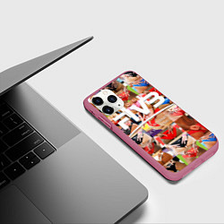 Чехол iPhone 11 Pro матовый Волейбол скрытые знаки FIVB, цвет: 3D-малиновый — фото 2