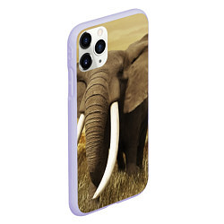 Чехол iPhone 11 Pro матовый Могучий слон, цвет: 3D-светло-сиреневый — фото 2